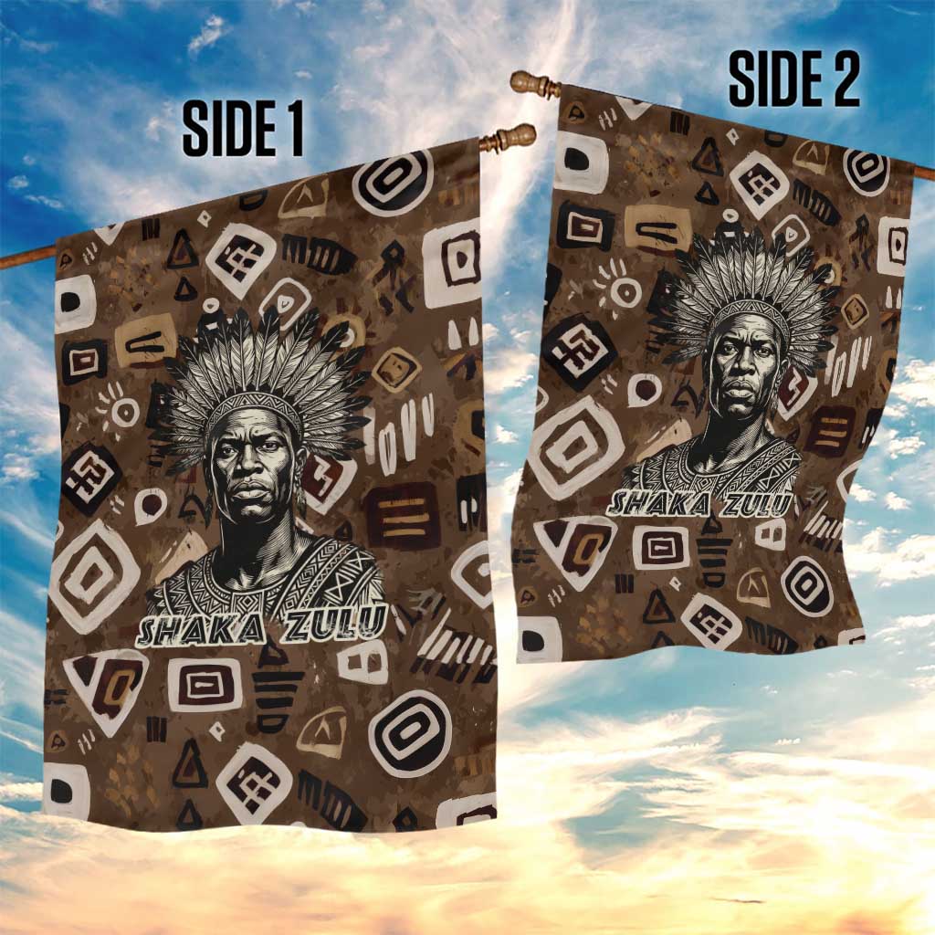 Shaka Zulu Garden Flag Monochrome Portrait Zulu Kingdom Heritage Unconquered Spirit Warrior Legacy Theme - Wonder Print Shop