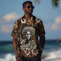 Shaka Zulu Hawaiian Shirt Monochrome Portrait Zulu Kingdom Heritage Unconquered Spirit Warrior Legacy Theme - Wonder Print Shop