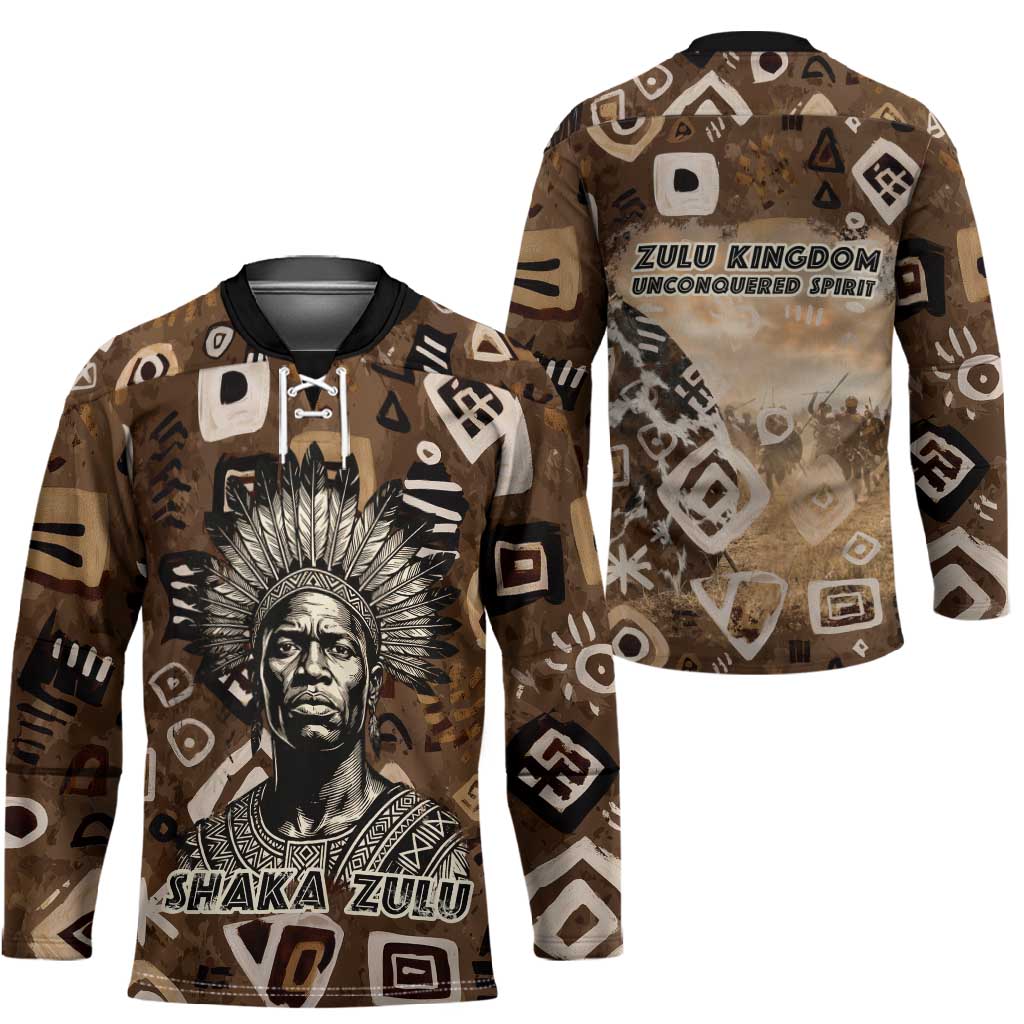 Shaka Zulu Hockey Jersey Monochrome Portrait Zulu Kingdom Heritage Unconquered Spirit Warrior Legacy Theme - Wonder Print Shop