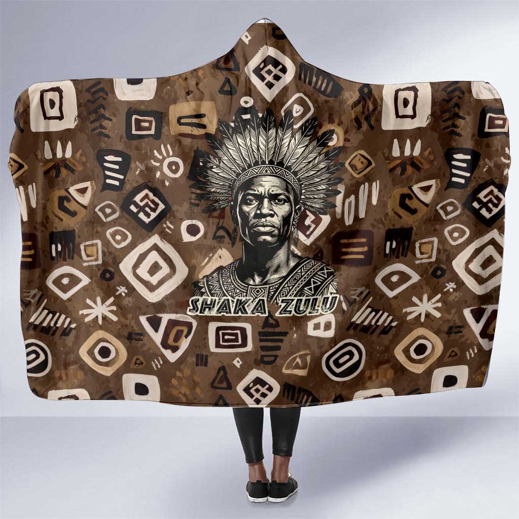 Shaka Zulu Hooded Blanket Monochrome Portrait Zulu Kingdom Heritage Unconquered Spirit Warrior Legacy Theme - Wonder Print Shop