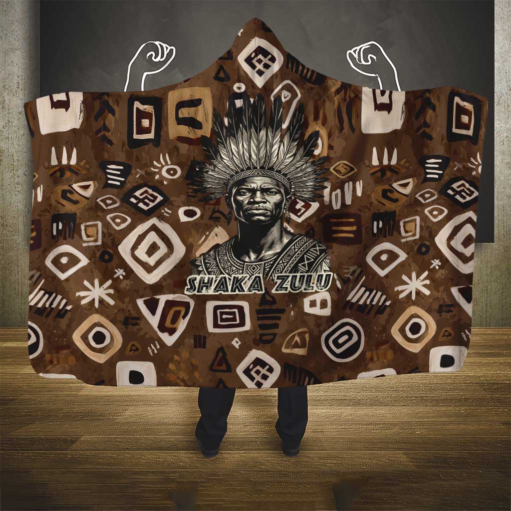 Shaka Zulu Hooded Blanket Monochrome Portrait Zulu Kingdom Heritage Unconquered Spirit Warrior Legacy Theme - Wonder Print Shop