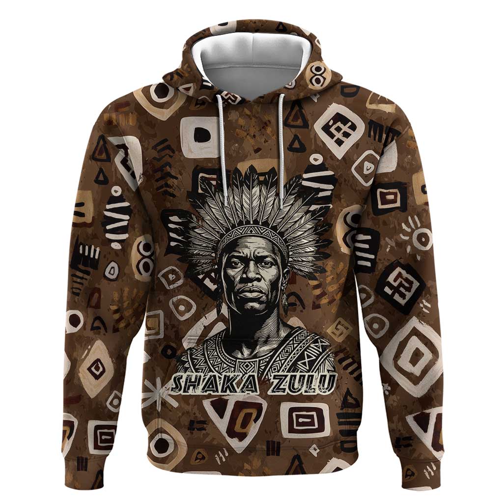 Shaka Zulu Hoodie Monochrome Portrait Zulu Kingdom Heritage Unconquered Spirit Warrior Legacy Theme - Wonder Print Shop