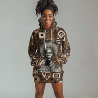 Shaka Zulu Hoodie Dress Monochrome Portrait Zulu Kingdom Heritage Unconquered Spirit Warrior Legacy Theme - Wonder Print Shop