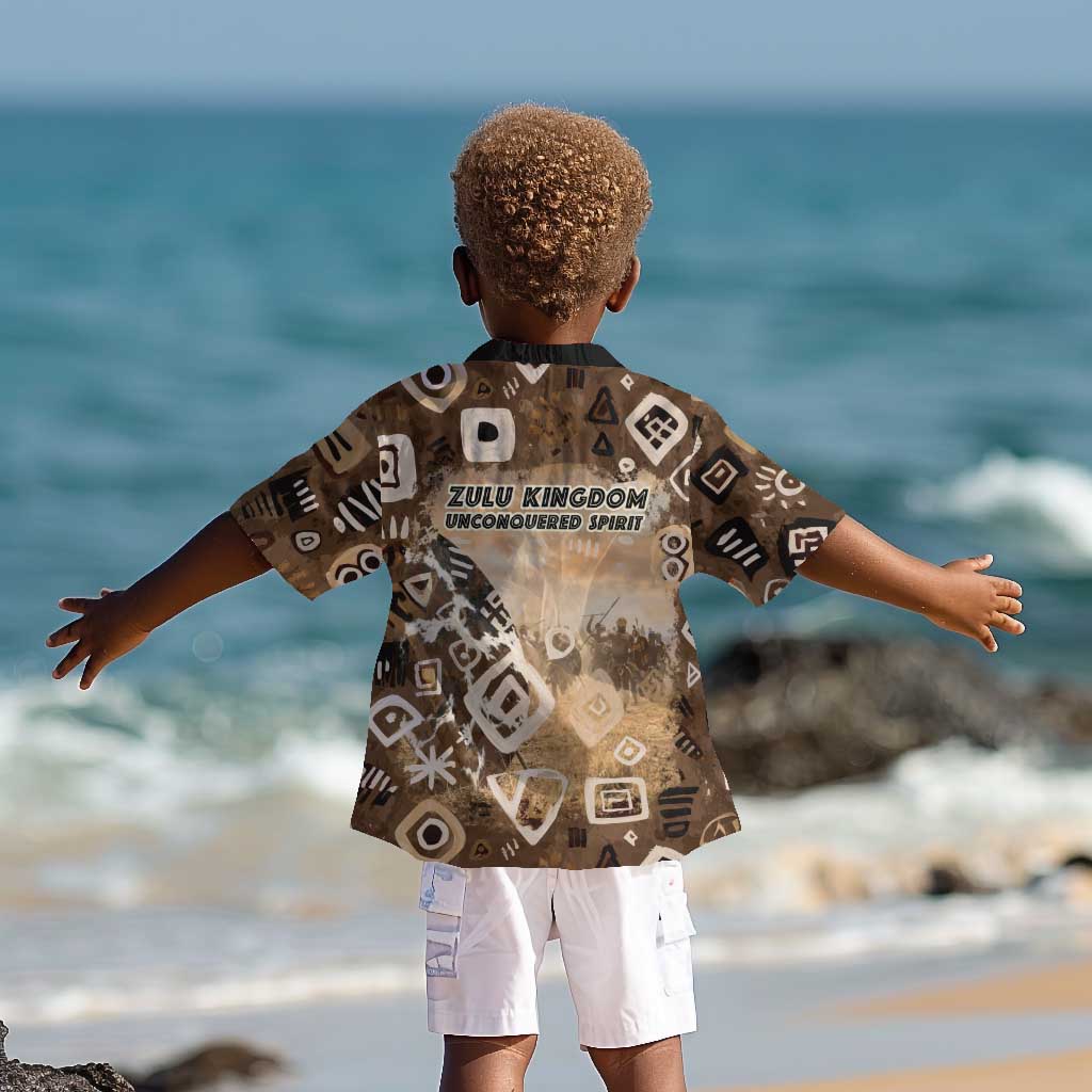 Shaka Zulu Kid Hawaiian Shirt Monochrome Portrait Zulu Kingdom Heritage Unconquered Spirit Warrior Legacy Theme - Wonder Print Shop