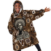 Shaka Zulu Kid Wearable Blanket Hoodie Monochrome Portrait Zulu Kingdom Heritage Unconquered Spirit Warrior Legacy Theme - Wonder Print Shop