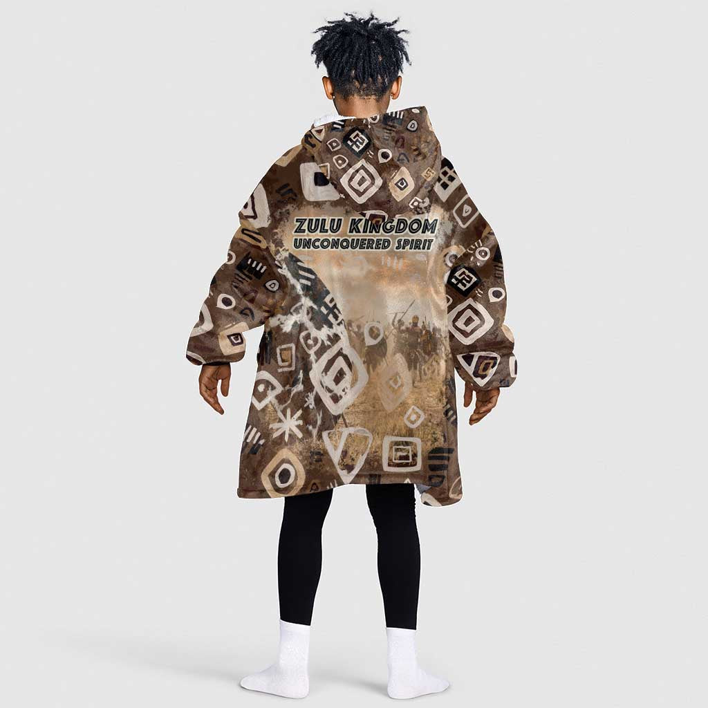 Shaka Zulu Kid Wearable Blanket Hoodie Monochrome Portrait Zulu Kingdom Heritage Unconquered Spirit Warrior Legacy Theme - Wonder Print Shop
