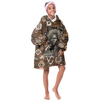 Shaka Zulu Kid Wearable Blanket Hoodie Monochrome Portrait Zulu Kingdom Heritage Unconquered Spirit Warrior Legacy Theme - Wonder Print Shop