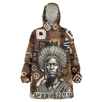 Shaka Zulu Kid Wearable Blanket Hoodie Monochrome Portrait Zulu Kingdom Heritage Unconquered Spirit Warrior Legacy Theme - Wonder Print Shop