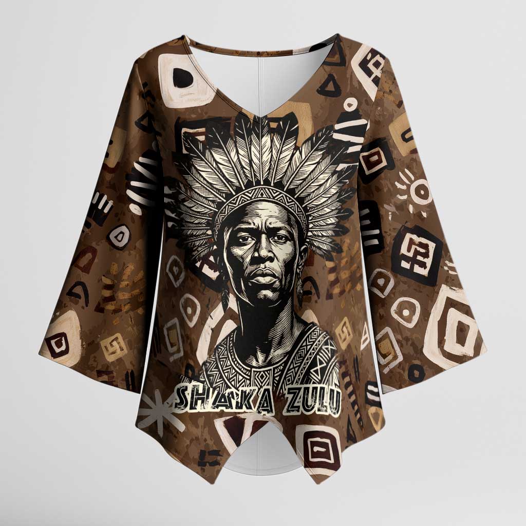 Shaka Zulu Kimono Sleeve Blouse Monochrome Portrait Zulu Kingdom Heritage Unconquered Spirit Warrior Legacy Theme - Wonder Print Shop