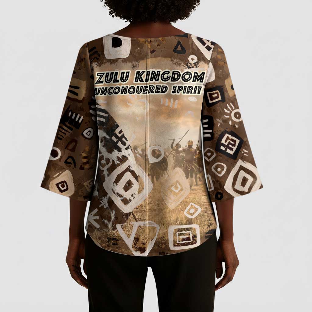 Shaka Zulu Kimono Sleeve Blouse Monochrome Portrait Zulu Kingdom Heritage Unconquered Spirit Warrior Legacy Theme - Wonder Print Shop