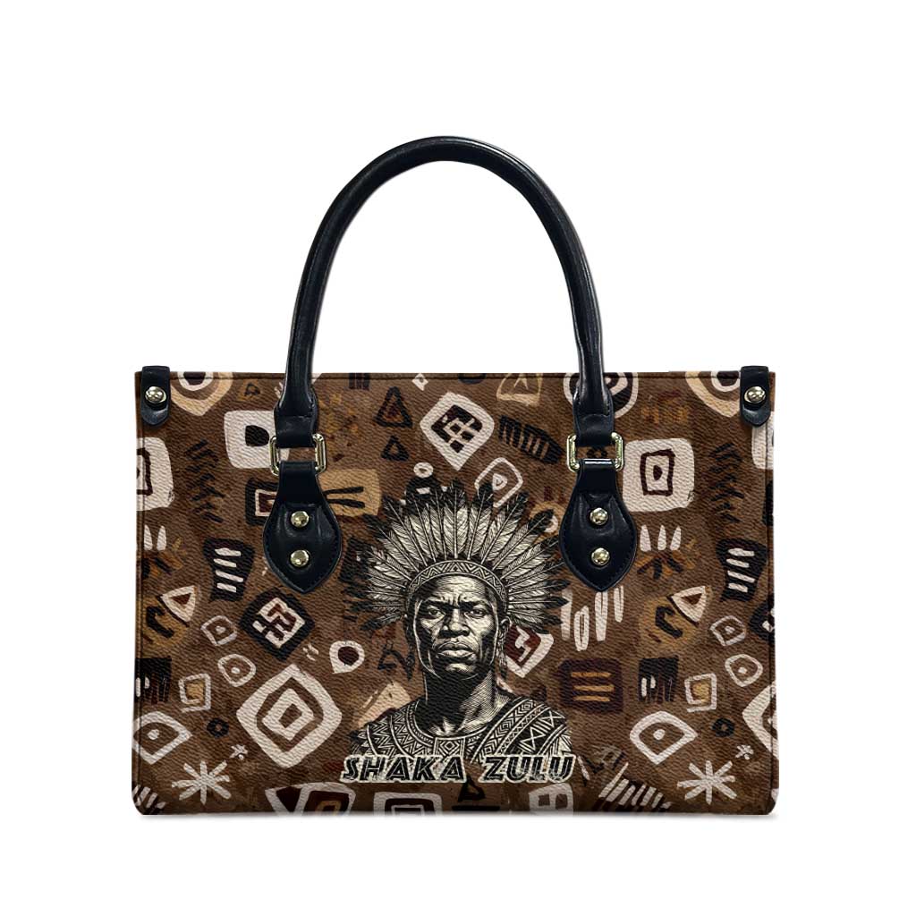Shaka Zulu Leather Bag Monochrome Portrait Zulu Kingdom Heritage Unconquered Spirit Warrior Legacy Theme - Wonder Print Shop
