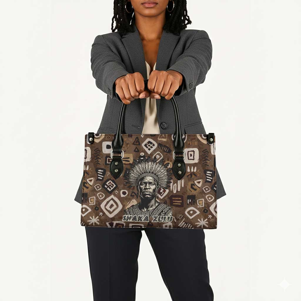 Shaka Zulu Leather Bag Monochrome Portrait Zulu Kingdom Heritage Unconquered Spirit Warrior Legacy Theme - Wonder Print Shop