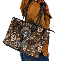Shaka Zulu Leather Tote Bag Monochrome Portrait Zulu Kingdom Heritage Unconquered Spirit Warrior Legacy Theme - Wonder Print Shop