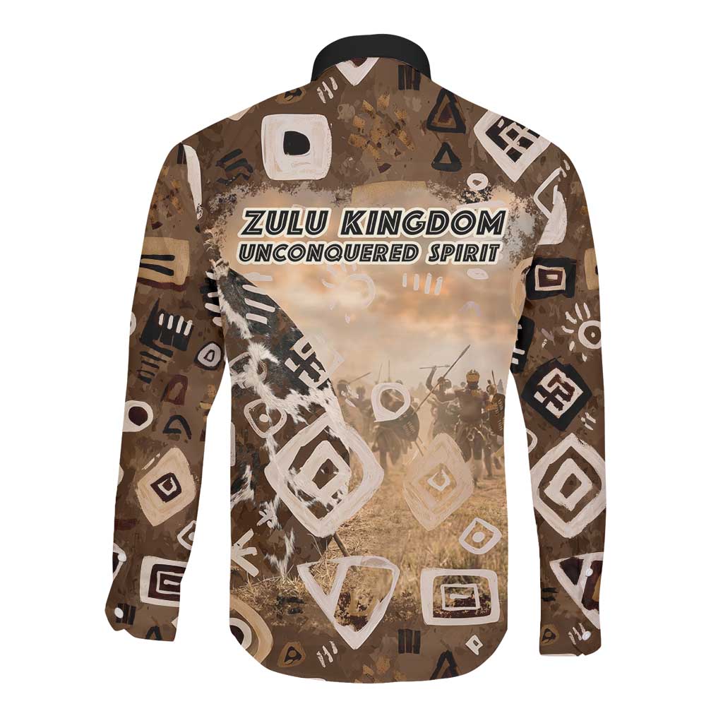 Shaka Zulu Long Sleeve Button Shirt Monochrome Portrait Zulu Kingdom Heritage Unconquered Spirit Warrior Legacy Theme - Wonder Print Shop