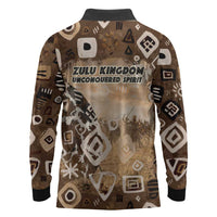 Shaka Zulu Long Sleeve Polo Shirt Monochrome Portrait Zulu Kingdom Heritage Unconquered Spirit Warrior Legacy Theme - Wonder Print Shop