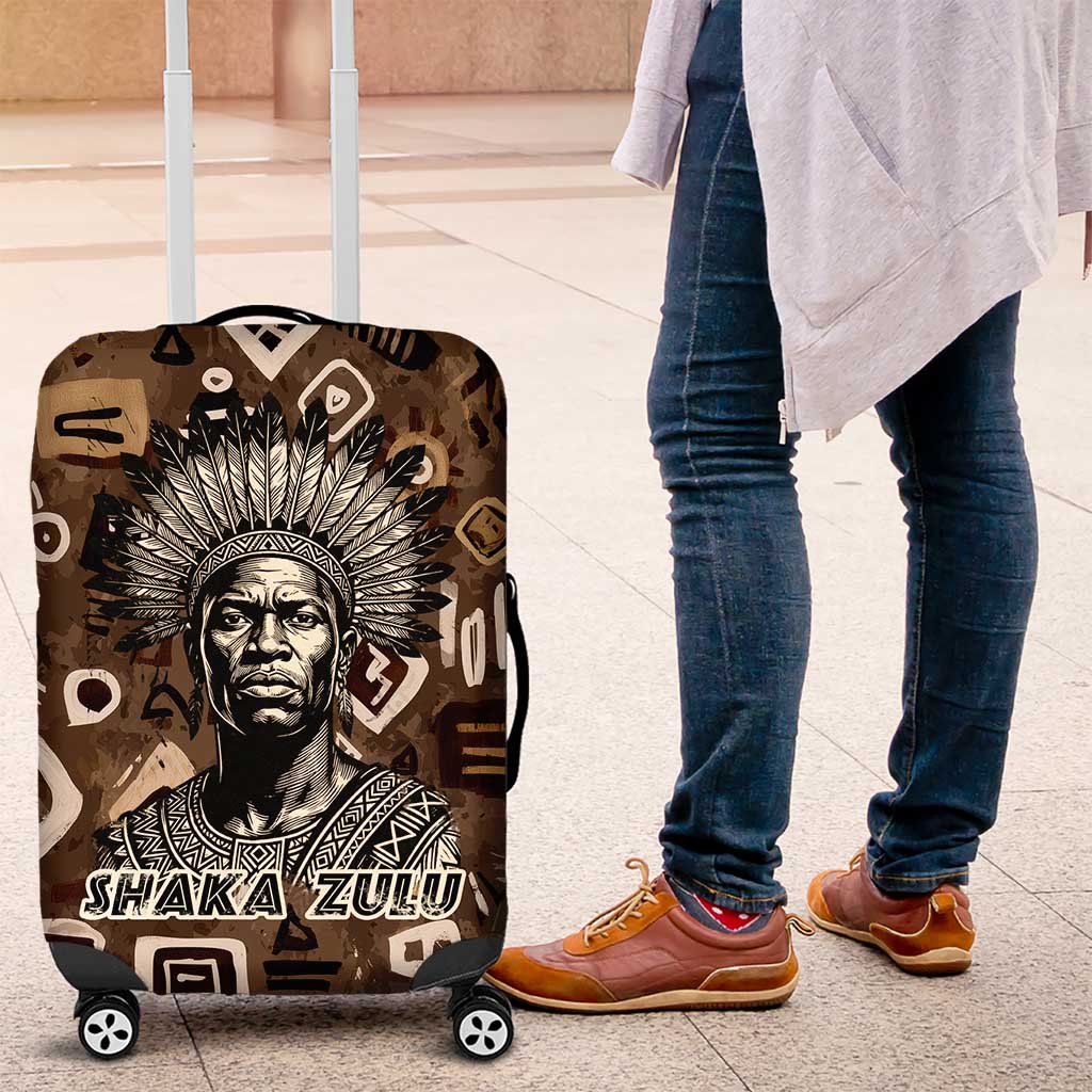 Shaka Zulu Luggage Cover Monochrome Portrait Zulu Kingdom Heritage Unconquered Spirit Warrior Legacy Theme - Wonder Print Shop