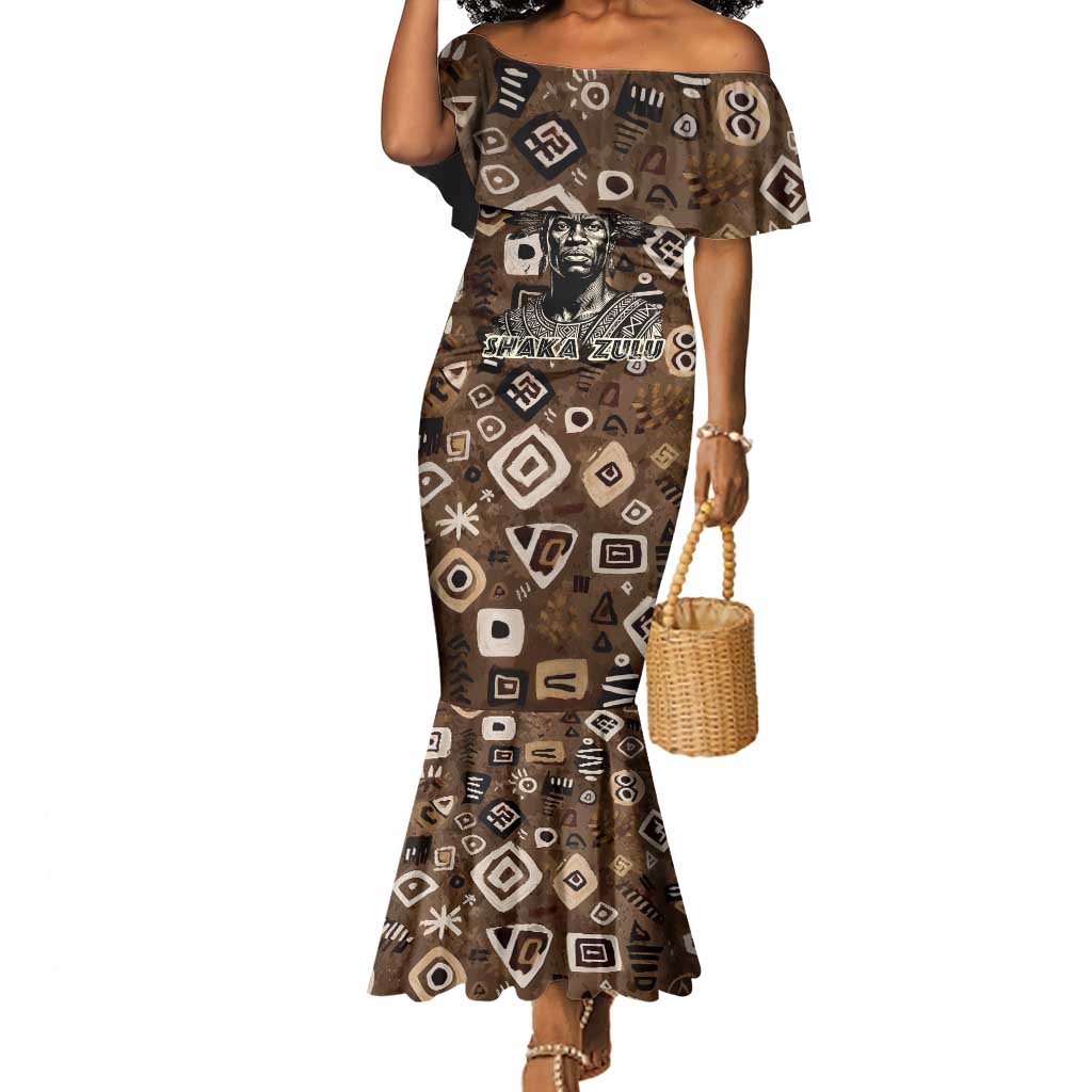 Shaka Zulu Mermaid Dress Monochrome Portrait Zulu Kingdom Heritage Unconquered Spirit Warrior Legacy Theme - Wonder Print Shop