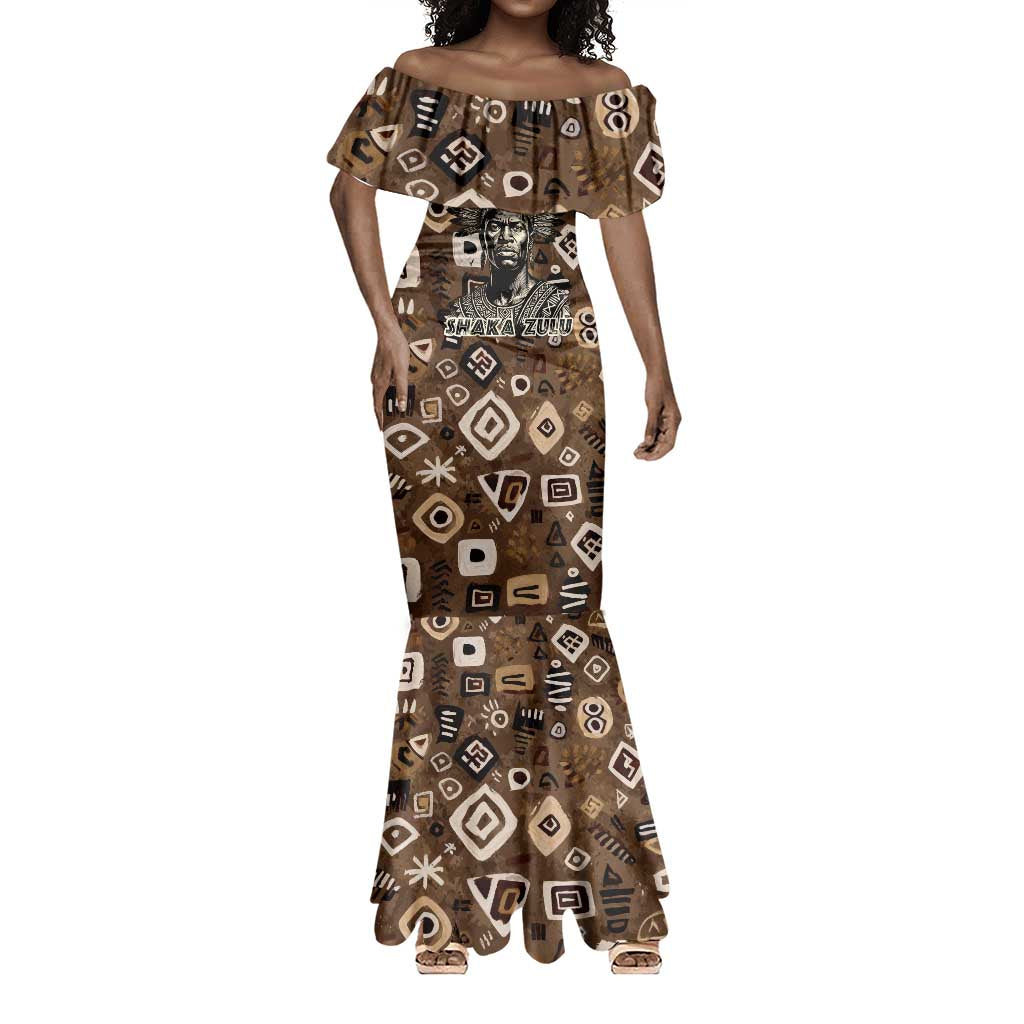 Shaka Zulu Mermaid Dress Monochrome Portrait Zulu Kingdom Heritage Unconquered Spirit Warrior Legacy Theme - Wonder Print Shop