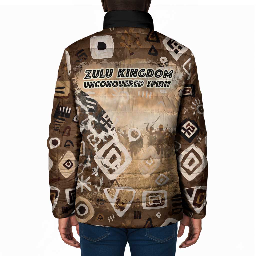 Shaka Zulu Padded Jacket Monochrome Portrait Zulu Kingdom Heritage Unconquered Spirit Warrior Legacy Theme - Wonder Print Shop