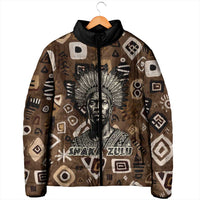Shaka Zulu Padded Jacket Monochrome Portrait Zulu Kingdom Heritage Unconquered Spirit Warrior Legacy Theme - Wonder Print Shop