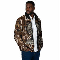 Shaka Zulu Padded Jacket Monochrome Portrait Zulu Kingdom Heritage Unconquered Spirit Warrior Legacy Theme - Wonder Print Shop