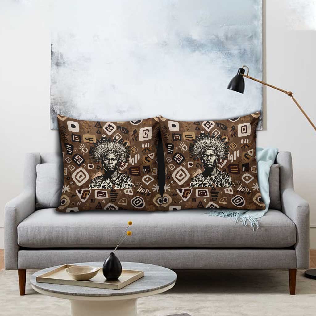 Shaka Zulu Pillow Cover Monochrome Portrait Zulu Kingdom Heritage Unconquered Spirit Warrior Legacy Theme - Wonder Print Shop