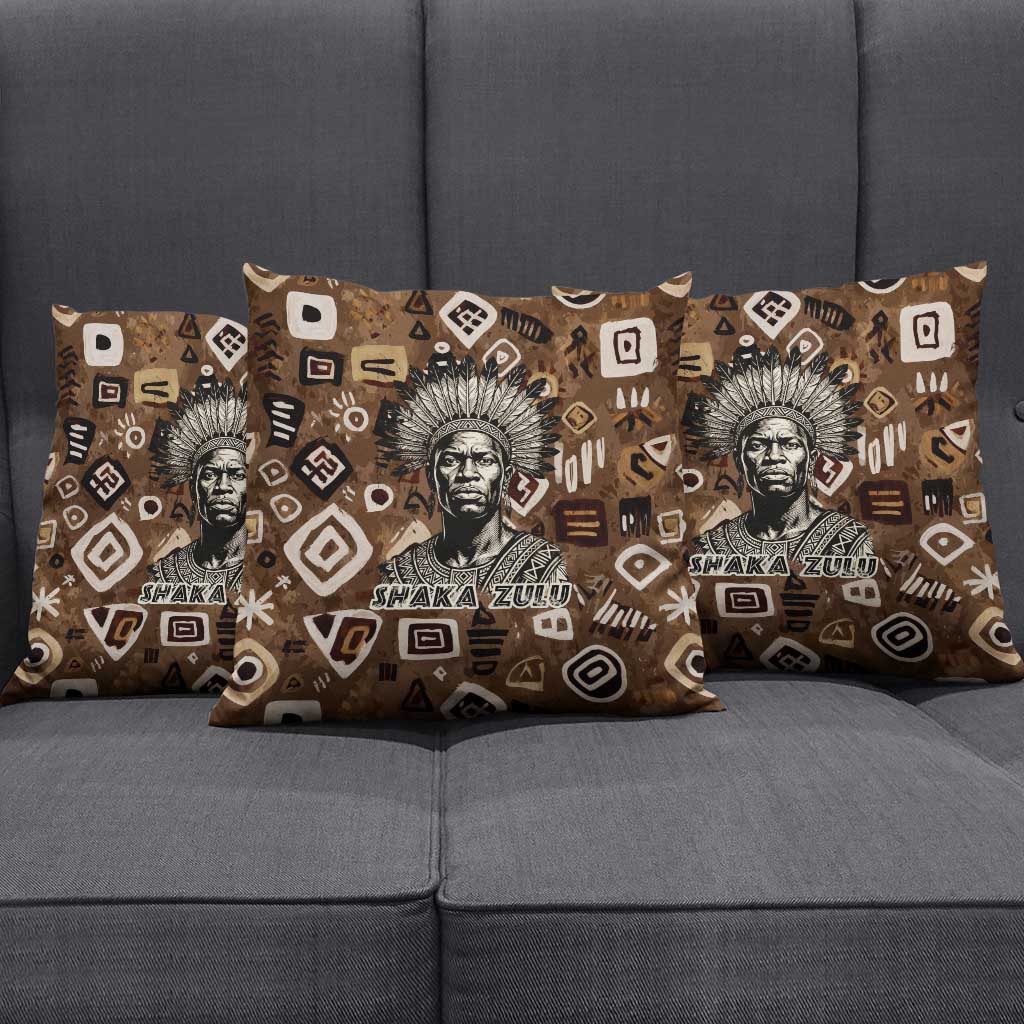 Shaka Zulu Pillow Cover Monochrome Portrait Zulu Kingdom Heritage Unconquered Spirit Warrior Legacy Theme - Wonder Print Shop