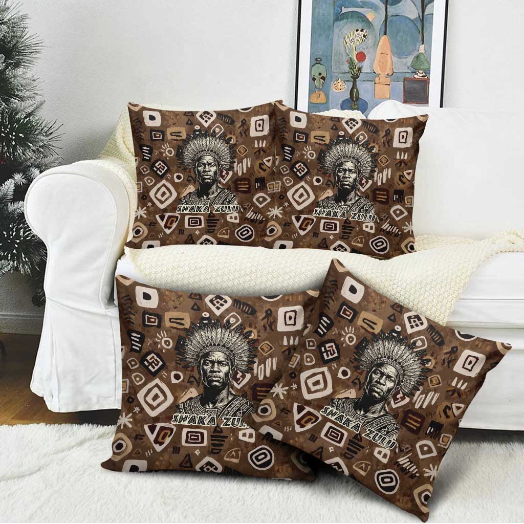 Shaka Zulu Pillow Cover Monochrome Portrait Zulu Kingdom Heritage Unconquered Spirit Warrior Legacy Theme - Wonder Print Shop