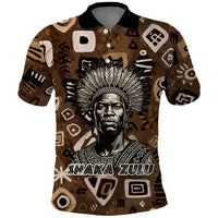 Shaka Zulu Polo Shirt Monochrome Portrait Zulu Kingdom Heritage Unconquered Spirit Warrior Legacy Theme - Wonder Print Shop