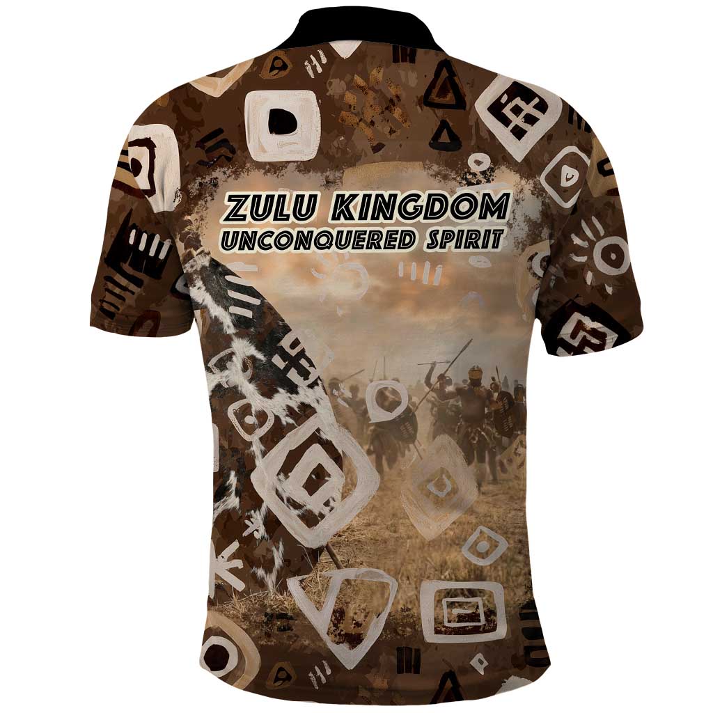 Shaka Zulu Polo Shirt Monochrome Portrait Zulu Kingdom Heritage Unconquered Spirit Warrior Legacy Theme - Wonder Print Shop
