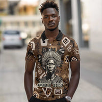 Shaka Zulu Polo Shirt Monochrome Portrait Zulu Kingdom Heritage Unconquered Spirit Warrior Legacy Theme - Wonder Print Shop