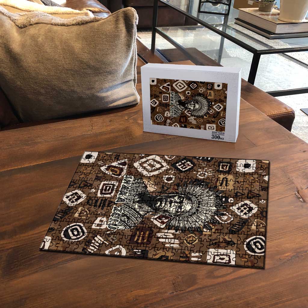 Shaka Zulu Puzzle Monochrome Portrait Zulu Kingdom Heritage Unconquered Spirit Warrior Legacy Theme - Wonder Print Shop