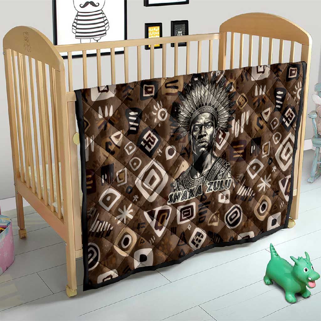 Shaka Zulu Quilt Monochrome Portrait Zulu Kingdom Heritage Unconquered Spirit Warrior Legacy Theme - Wonder Print Shop