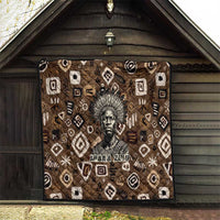 Shaka Zulu Quilt Monochrome Portrait Zulu Kingdom Heritage Unconquered Spirit Warrior Legacy Theme - Wonder Print Shop