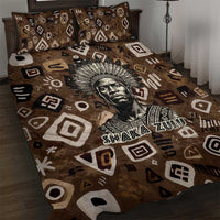 Shaka Zulu Quilt Bed Set Monochrome Portrait Zulu Kingdom Heritage Unconquered Spirit Warrior Legacy Theme - Wonder Print Shop
