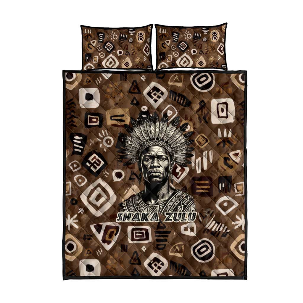 Shaka Zulu Quilt Bed Set Monochrome Portrait Zulu Kingdom Heritage Unconquered Spirit Warrior Legacy Theme - Wonder Print Shop