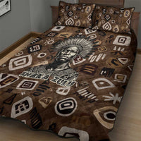 Shaka Zulu Quilt Bed Set Monochrome Portrait Zulu Kingdom Heritage Unconquered Spirit Warrior Legacy Theme - Wonder Print Shop