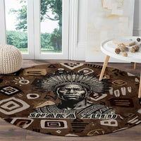 Shaka Zulu Round Carpet Monochrome Portrait Zulu Kingdom Heritage Unconquered Spirit Warrior Legacy Theme - Wonder Print Shop