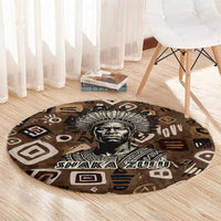 Shaka Zulu Round Carpet Monochrome Portrait Zulu Kingdom Heritage Unconquered Spirit Warrior Legacy Theme - Wonder Print Shop