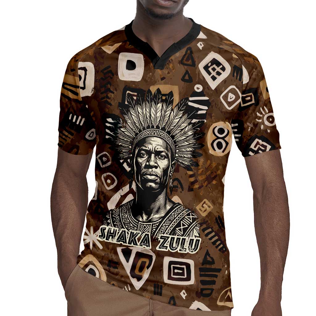 Shaka Zulu Rugby Jersey Monochrome Portrait Zulu Kingdom Heritage Unconquered Spirit Warrior Legacy Theme - Wonder Print Shop