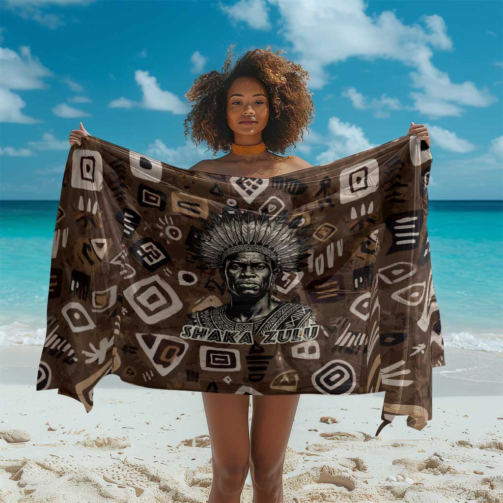 Shaka Zulu Sarong Monochrome Portrait Zulu Kingdom Heritage Unconquered Spirit Warrior Legacy Theme - Wonder Print Shop