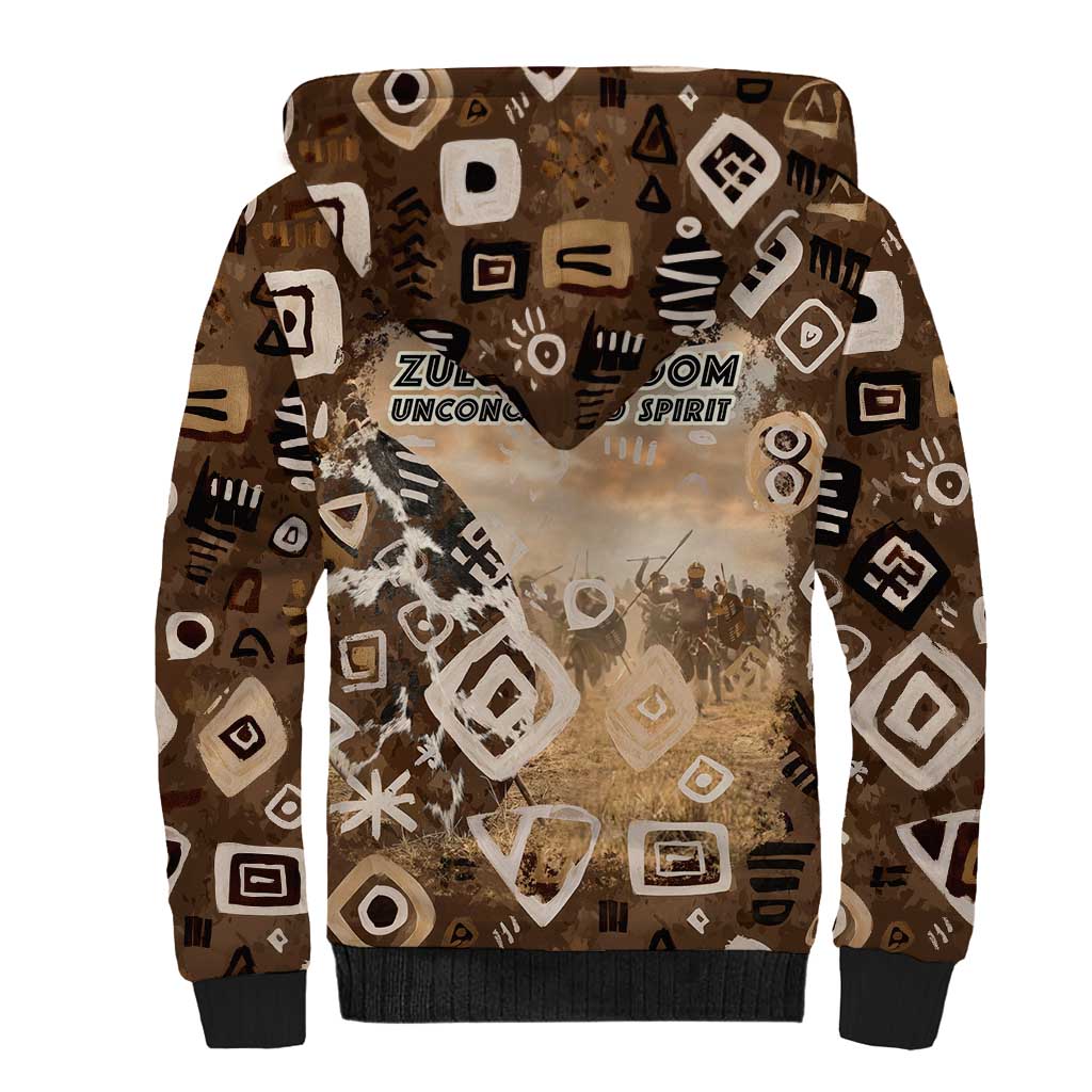 Shaka Zulu Sherpa Hoodie Monochrome Portrait Zulu Kingdom Heritage Unconquered Spirit Warrior Legacy Theme - Wonder Print Shop