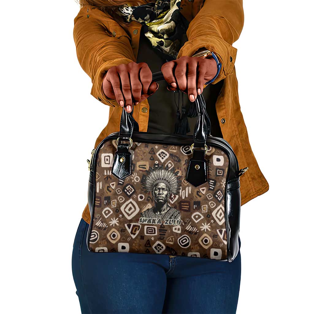 Shaka Zulu Shoulder Handbag Monochrome Portrait Zulu Kingdom Heritage Unconquered Spirit Warrior Legacy Theme - Wonder Print Shop