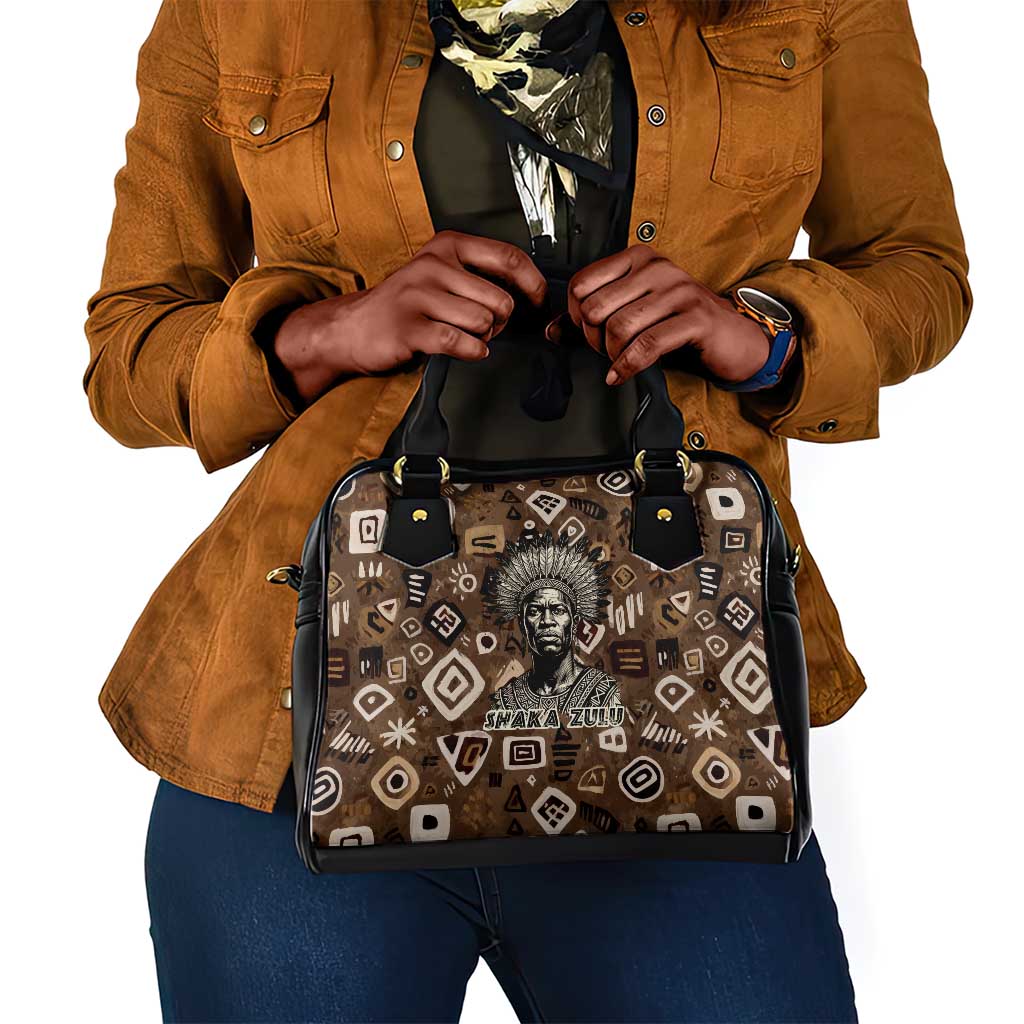 Shaka Zulu Shoulder Handbag Monochrome Portrait Zulu Kingdom Heritage Unconquered Spirit Warrior Legacy Theme - Wonder Print Shop