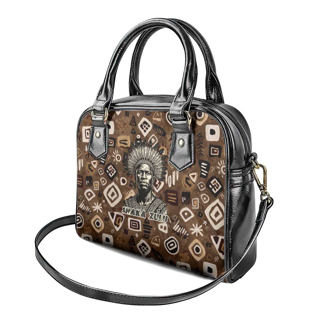 Shaka Zulu Shoulder Handbag Monochrome Portrait Zulu Kingdom Heritage Unconquered Spirit Warrior Legacy Theme - Wonder Print Shop