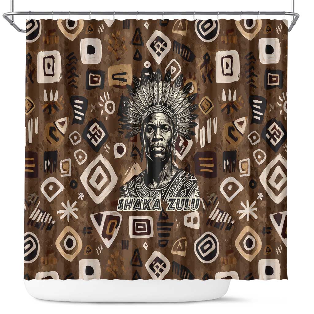 Shaka Zulu Shower Curtain Monochrome Portrait Zulu Kingdom Heritage Unconquered Spirit Warrior Legacy Theme - Wonder Print Shop