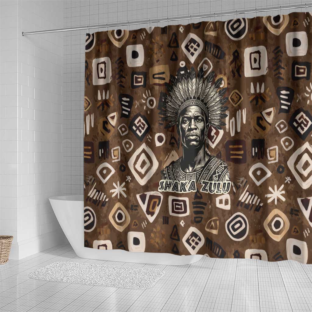 Shaka Zulu Shower Curtain Monochrome Portrait Zulu Kingdom Heritage Unconquered Spirit Warrior Legacy Theme - Wonder Print Shop