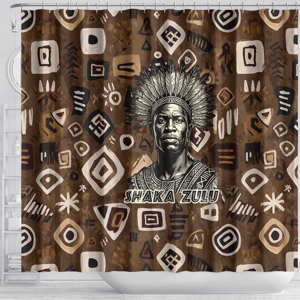 Shaka Zulu Shower Curtain Monochrome Portrait Zulu Kingdom Heritage Unconquered Spirit Warrior Legacy Theme - Wonder Print Shop