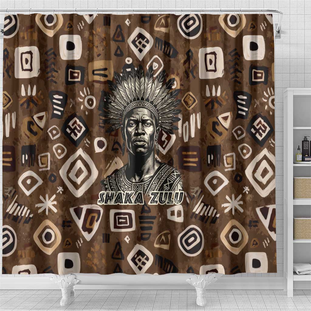 Shaka Zulu Shower Curtain Monochrome Portrait Zulu Kingdom Heritage Unconquered Spirit Warrior Legacy Theme - Wonder Print Shop