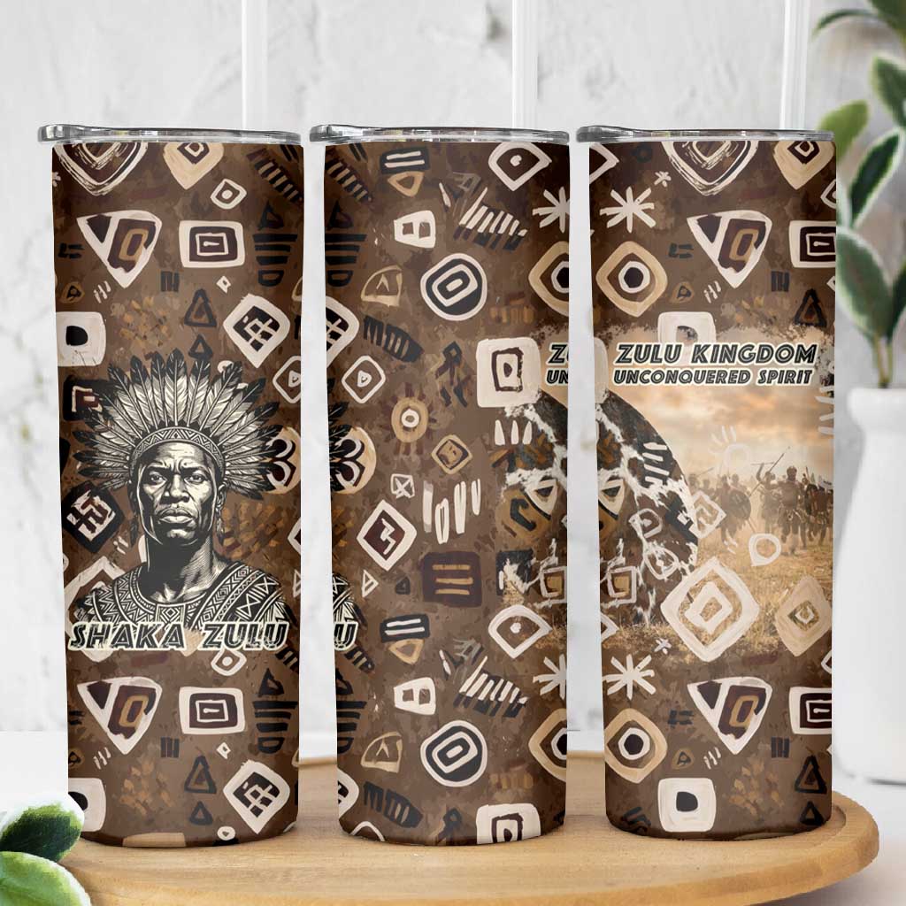 Shaka Zulu Skinny Tumbler Monochrome Portrait Zulu Kingdom Heritage Unconquered Spirit Warrior Legacy Theme - Wonder Print Shop